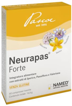NAMED Neurapas Forte Integratore Alimentare Naturale con Iperico, Passiflora e Valeriana | Supporta il Tono dell’Umore e il Rilassamento | Integratori Stress, Ansia e Insonnia | 60 Compresse da 16,8 g