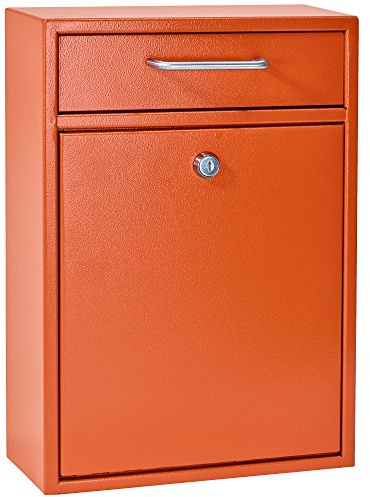 Mail Boss 7425 High Security Steel Locking Wall Mounted Mailbox Office Drop Comment Letter Deposit Box, Orange