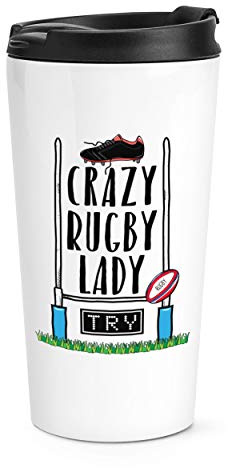 Crazy Rugby Lady Travel Mug Cup