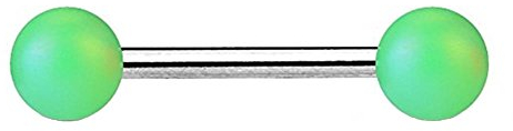 beyoutifulthings PERLEN MATT Brustwarzen-Piercing Intim-Piercing Brust-Piercing Edelstahl Stab-Dicke 1,6mm Stab-länge 16mm Kugel 6mm Farbe Grün