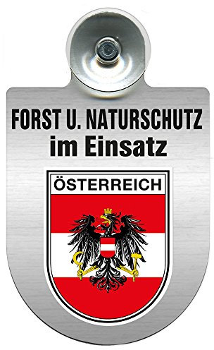 Einsatzschild mit Saugnapf - Forst u. Naturschutz im Einsatz 393813 incl. Regionenwappen nach Wahl Farbe Region Österreich