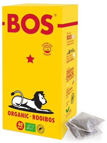 BOS Organic Rooibos Tea Bags, Caffeine Free, 40 Teabags, 100 g Carton | Classic blend, Smooth & Rich Taste, Handy Packaging, South African Blend, Organic Ingredients