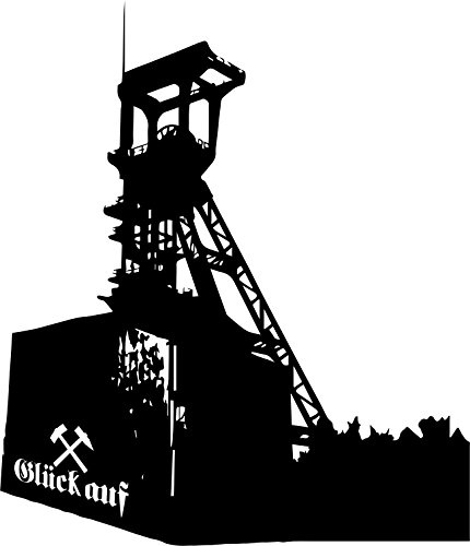 Wandtattoo: Förderturm Bergbau; Tiefbauzeche; Zeche 'Holland'; Glück Auf // Farben- und Größenwahl (Orange - 450 mm x 390 mm)