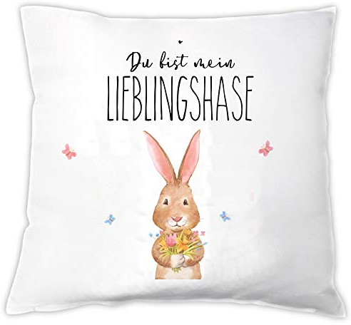 4you Design Kissen Du bist Mein Lieblingshase ?Oster-Geschenk ?Ostern ?Geschenk-Idee ?Hase ?Zier-Kissen ?Accessoire ?Valentinstag