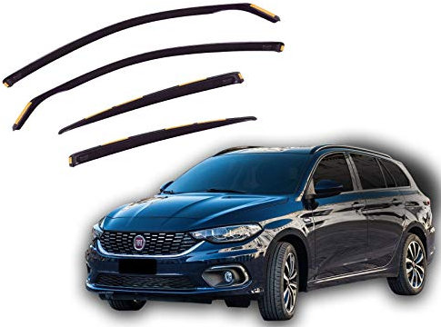 J&J Automotive | Deflettori D'Aria Antiturbo Per Tipo 5-Porte SW Wagon dal 2015, Set di 4 Pz, Nero, Antivento, Antipioggia, Fume' Oscurati