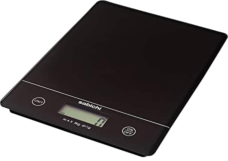 Sabichi Digital Kitchen Scales In Black – Versatile 5kg/11lb Digital Food Scale With Durable Tempered Glass Platform – Digital Food Scales With LCD Display, Precision Measurements
