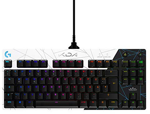 Logitech G Pro K/DA Teclado mecánico para Gaming, League of Legends, Disposición QWERTZ Alemán - Negro/Blanco