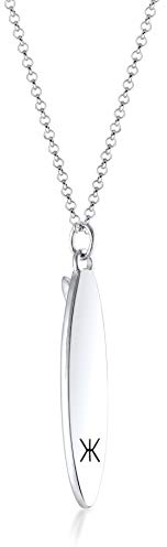Kuzzoi Exklusive Herren Halskette mit Surfboard Anhänger (34 mm) im Beach Look mit Logo oxidiert, Massive Kette für Mann oder Freund, Robuste Kette aus 925 Sterling Silber, Länge 60 cm