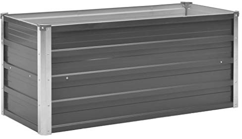 yorten Gartenpflanzen Hochbeet Gartenbeet Verzinkter Stahl Frühbeet Pflanzkasten für Garten 100 x 40 x 45 cm (L x B x H) Grau Offene Unterseite