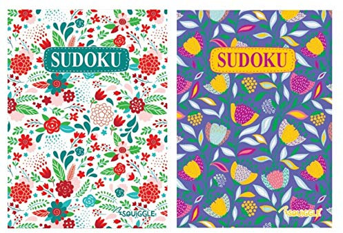 Squiggle A5 Floral Sudoku Travel Size 128pg Puzzle Books - Set of 2