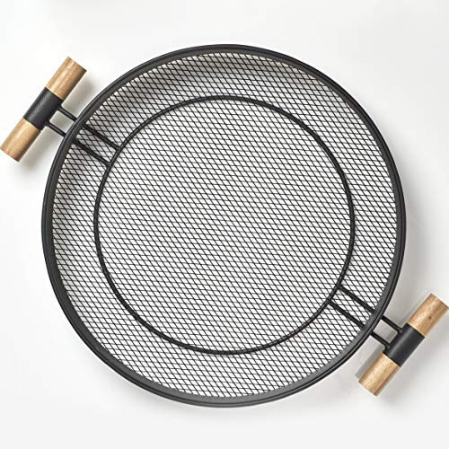 Zeller Metalltablett mit Griffen, Netzstruktur, Ø 48 cm, schwarz