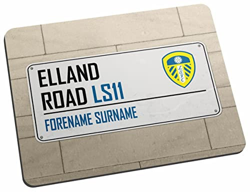 Personalised Elland Road Street Sign Mouse Mat for Leeds United FC fans, great for Whites football supporters, fabric top, non slip mouse pad 5mm thick