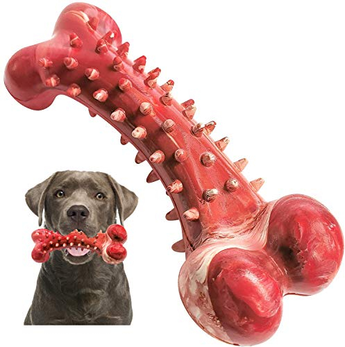 V-HANVER Jouet pour Chien, Os Chien à Macher Brosse a Dent, Résistant à la Morsure Bâton de Nettoyage des Dents en Caoutchouc pour Moyens et Grands Chiens, Saveur de Boeuf