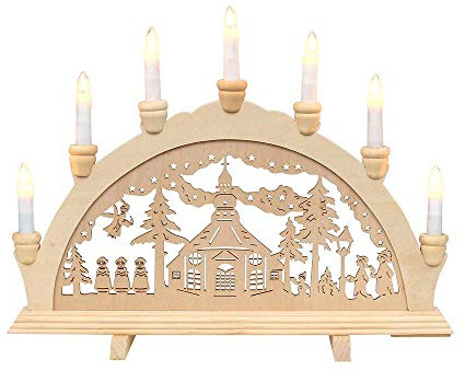 Wichtelstube-Kollektion Holz Schwibbogen Seiffener Kirche Lichterbogen