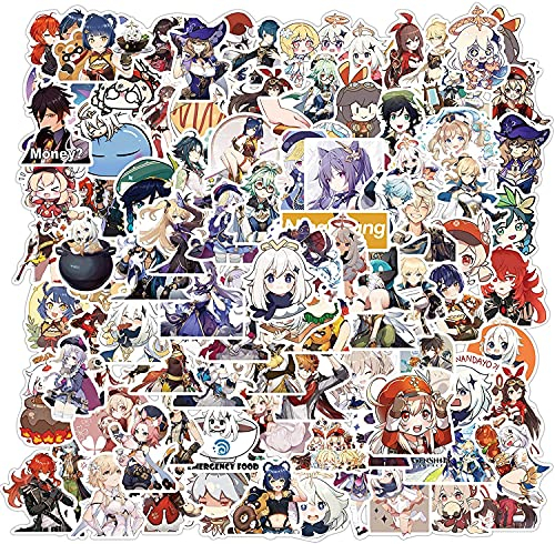 100Pcs Genshin Impact Game Aufkleber, Vinyl wasserdichte Aufkleber für Laptop, Stoßstange, Skateboard, Wasserflaschen, Computer, Telefon, Cooles für Jugendliche, Kinder, Erwachsene
