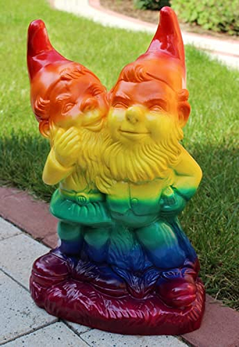 OMÜ Otto Müller Gartenzwerg Gartenfigur Deko Zwerg Schwules Pärchen Homosexuell Paar Regenbogen Pride LGBTQ+ H 39 cm