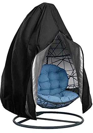 xocome Couverture de Chaise Suspendue Jardin Rotin Osier Fauteuil Suspendu Housse de Protection pour œufs Chaise résistant à l'eau et à la poussière - 190 X115cm (Noir)