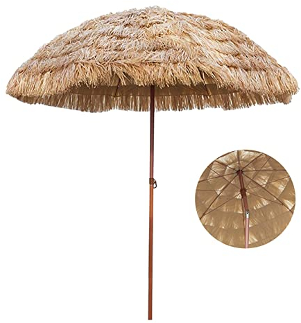 WANGXL 180cm Hawaii Schirm Gartenschirm Runden Strandschirm Sonnenschirm PP-Strohimitat Balkonschirm Mit UV-Schutz Sonnenschirm Stroh Wasserdicht Neigbar Für Garten Deck Schwimmbad Sandstrand