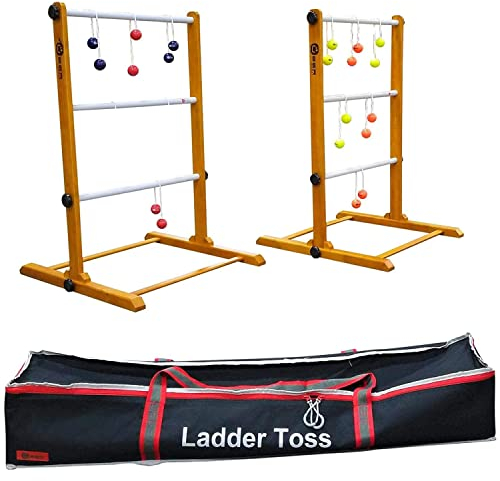 DOCTOR SPORT Leitergolf Doppel Spiel Hartholz Profi - 2X Wurfspiel Komplett - Golf-Bolas - 4 Sets Super Tragetasche offiziell (Hartholz - Harte Bolas)