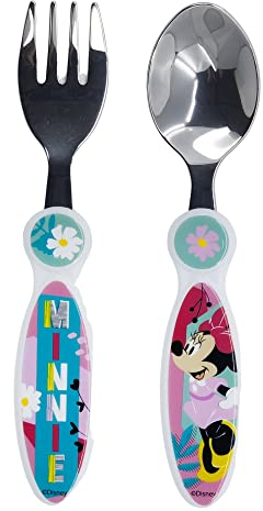 Palleon 2 TLG. Minnie Kinderbesteck Gabel + Löffel Boller Schäfle, Kopf aus Edelstahl