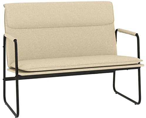 vidaXL Sitzbank mit Rückenlehne Polsterbank Flurbank Bank Wohnzimmer Sofa Polstersofa Esszimmerbank Garderobenbank Creme 100x64x80cm Stoff
