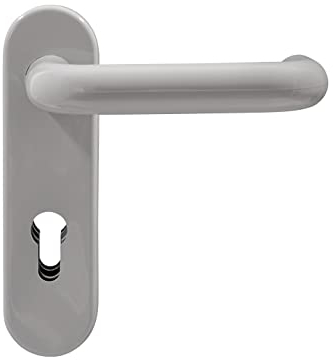 Buddy4Home house accessoires Wechselgarnitur Profilzylinder Kurzschild Türgarnitur Türbeschlag U-Form Kunststoff Dunkelgrau Türklinke Drückergarnitur Zimmer Türbeschläge Innentüren Set