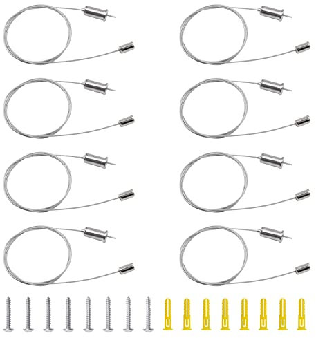 UFUAMATE Kit de suspension de lumière, 8pcs kit de câbles de suspension de lumière en acier réglable 6,6 lbs fil suspendu de plafond pour aquarium commercial LED panneau lumière (1 mètre)
