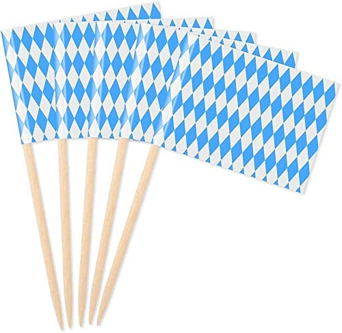 50 Stück * Flaggenpicker + Zahnstocher * für Party und Länderparty | Flag Picks Deko Dekoration Partydeko Fahne Flaggen Länder, Edition: Bayern