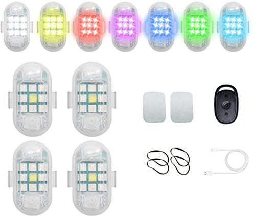 Umikk Auto Fernbedienung Blitzlicht,7 Farben LED-Flugzeug-Blitzlichter & USB-Aufladung Mit Vibrationsfunktion, Drahtloses LED-Blitzlicht mit hoher Helligkeit,Drohnen-Antikollisionslichter