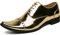 Zaylee Herren Vintage Abendschuhe Gold Lederschuhe Spitz Tanzschuhe Hochzeitsschuhe,EU43-Gold