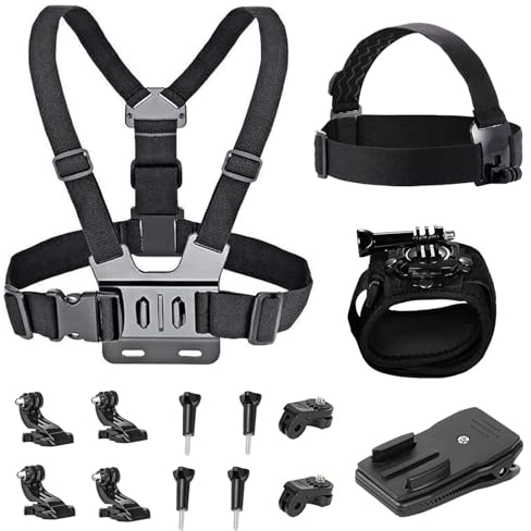 Action Camera Accessories Kit Head Strap Mount Chest Mount Strap Floating Hand Grip Selfie Stick Suction Cup Mount Compatible with Gopro Hero 13 12 11 10 9 8/AKASO EK7000 Brave 7 V50X/WOLFANG/Apexcam