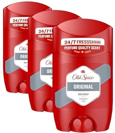 Old Spice Original Deostift für Herren 50 ml, 48 h Frische, 0% Aluminiumsalze, keine weißen Rückstände und gelben Flecken (Packung mit 3)