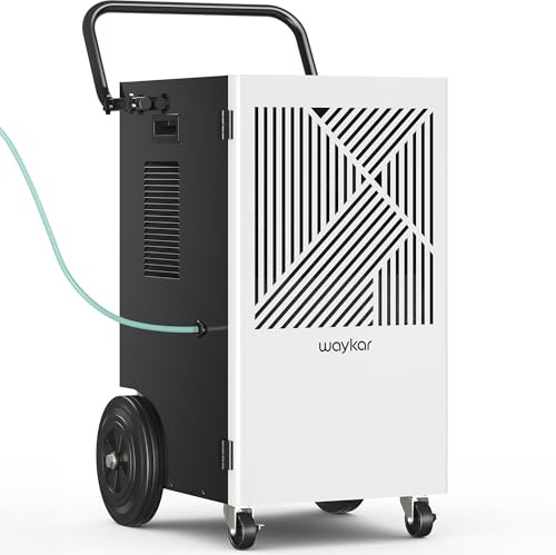 Waykar 155 Pints Commercial Dehumidifier with Pump, Drain Hose and Washable Filter Space up to 8000 Sq. Ft, for Basements, Industrial or Commercial Spaces - 5 Year Quality Coverage