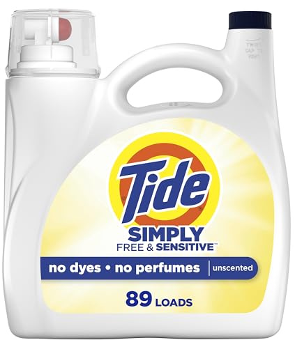 Tide Simply Liquid Laundry Detergent, Free & Sensitive Scent, 89 Loads, 117 fl oz