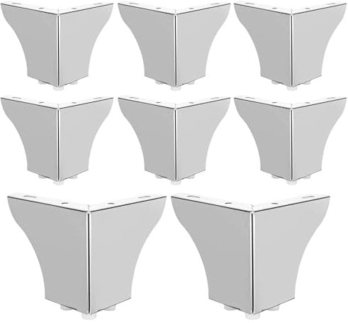 GBACHOOSE 8 Pcs 10cm Silver Metal Modern Sofa Legs, Wardrobe Leg Furniture Legs for Replacement, Cabinet Feet, Table Legs, Bed, Wardrobe