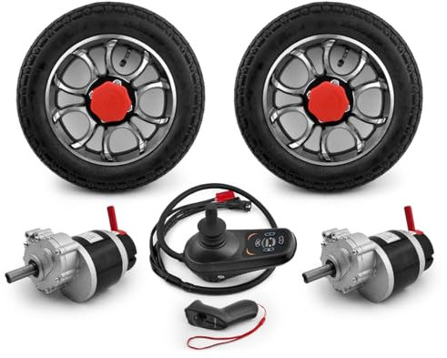 L-faster Umrüstsatz für Niedriggeschwindigkeitsmotor für Rollstühle aus Luftreifen, 24 V, 700 W, 30,5 cm (12 Zoll), mit Joystick-Controller (air with Remote, Max Speed 4kph)