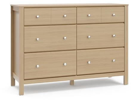 Storkcraft Horizon 6 Drawer Dresser (Driftwood) – GREENGUARD Gold Certified Dresser for Nursery & Kids’ Room, Modern Storage with Interlocking Drawer System
