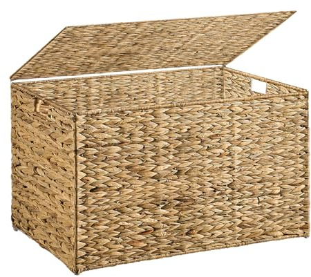 MOORLITER Water Hyacinth Storage Basket with Lid, 27.7 Gallon(105L),Natural