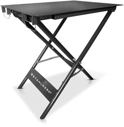 STAHLWERK Mesa de soldadura plegable FWT-890 ST 890 x 595 mm mesa de montaje móvil con capacidad de carga de 100 kg y patas con recubrimiento en polvo