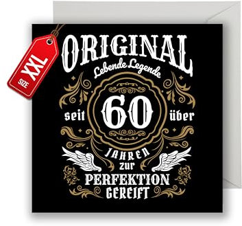 WBdesignz XXL Geburtstags Karte mit Umschlag - “Oldshool 60” (XXL 22cm x 22cm)