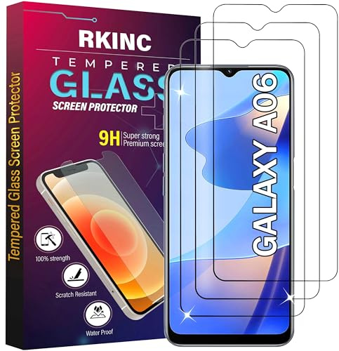RKINC Verre Trempé [Lot de 3] pour Samsung Galaxy A06, Film Protection écran, Dureté 9H 0,33 mm HD Glass [Garantie à vie][sans Bulles d'air][Résistant aux rayures][Résistant aux éclats]