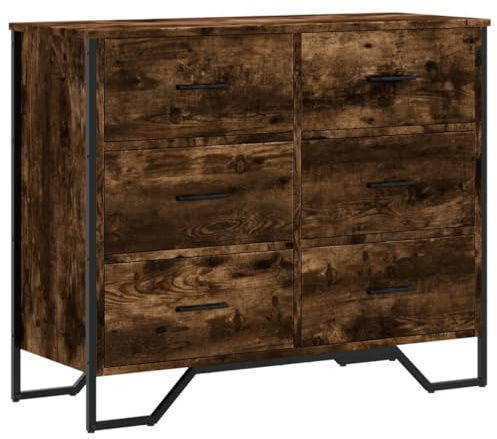 vidaXL Chest of Drawers Smoked Oak 91x35.5x74.5 cm Engineered wood