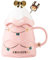 Liemuao Tasse de Sapin de Noël, 550ml Mug Mignonne en Céramique avec Couvercle et Cuillère, Tasse à Café Tasse Kawaii Chocolat Chaud Noel, Christmas Mug Set pour Famille, Ami, Collègue (Rose)