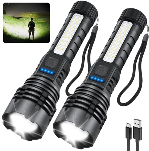 ZioeYiue Rechargeable Flashlights High Lumens 2Pack, Flash Lights for Home