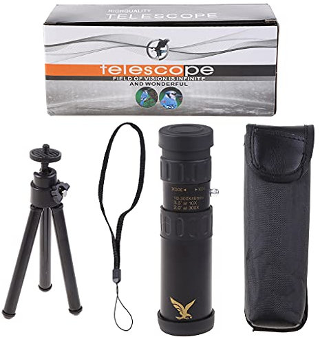 Jumelles monoculaires 300 x 40 en métal avec support pour smartphone