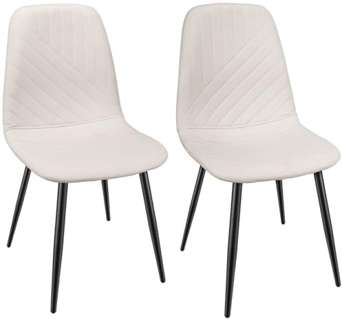 LEWE Esszimmerstühle 2er Set, Küchenstuhl mit Rückenlehne, Leinengewebe Gepolsterter Stuhl mit Metallfuß, für Esszimmer, Wohnzimmer, Küche und Schlafzimmer