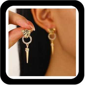 Wendalern Gold Spike Baumeln Reifen Ohrringe Leopard Kopf Stud Ohrringe Diamant Cz Runde Kreis Kegel Tropfen Ohrringe Panther Reifen Ohrringe Party Prom Schmuck Für Frauen