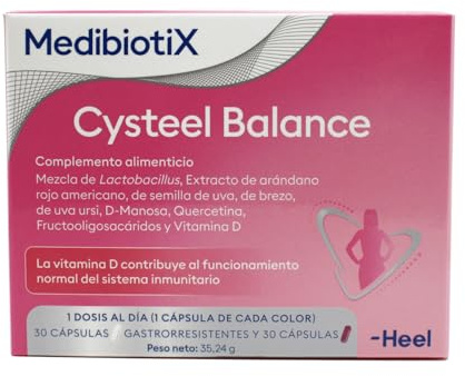 MBX Cysteel Balance Heel Probióticos y Prebióticos, 30 + 30 capsulas | D-Manosa y Arándano Rojo, Bienestar Urinario y Salud Íntima Femenina, Cápsulas Gastrorresistentes de Alta Absorción
