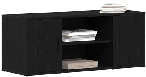 vidaXL TV Cabinet 100 x 35 x 40 cm Black oak Engineered wood | Loads of space for your devices, A sleek matte black finish that looks great, Made from engineered wood to last