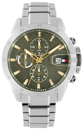 Tommy Hilfiger Quarzuhr mit Zwei Zeitzonen für Herren mit Edelstahlarmband oder Lederarmband